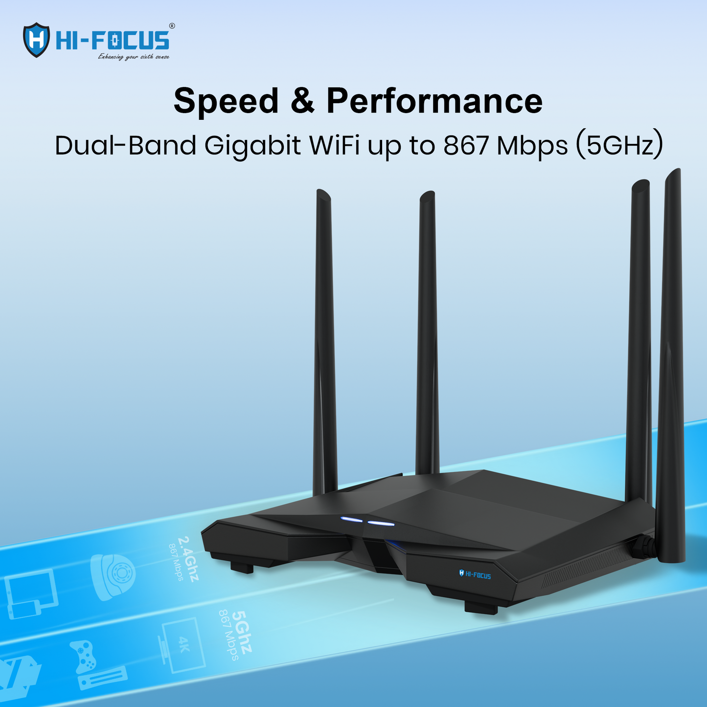 Hi-Focus AC1200 Dual Band WiFi Router (HF-R2104T-W1200M)