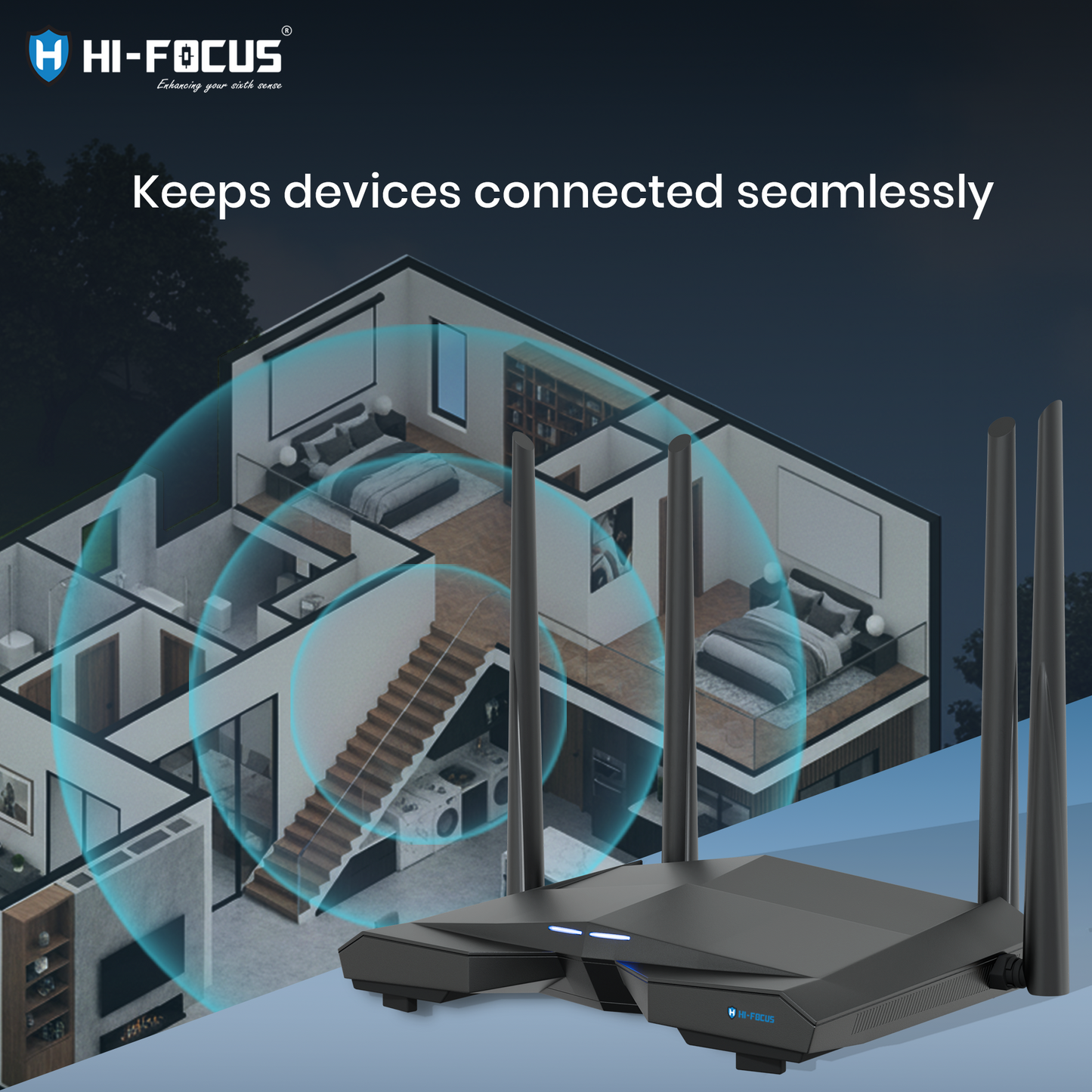 Hi-Focus AC1200 Dual Band WiFi Router (HF-R2104T-W1200M)
