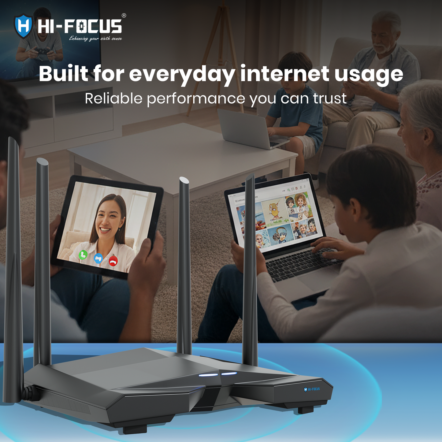 Hi-Focus AC1200 Dual Band WiFi Router (HF-R2104T-W1200M)