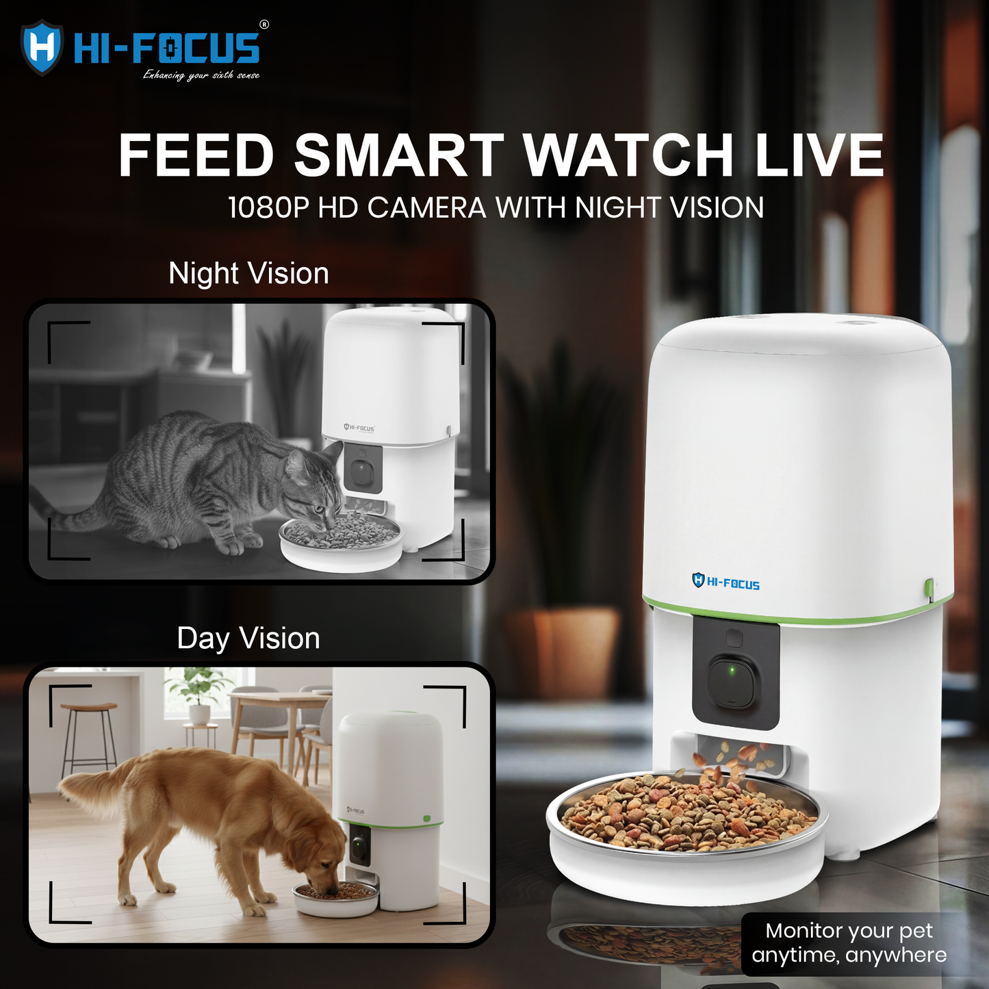 Automatic cat and dog feeder with remote app control