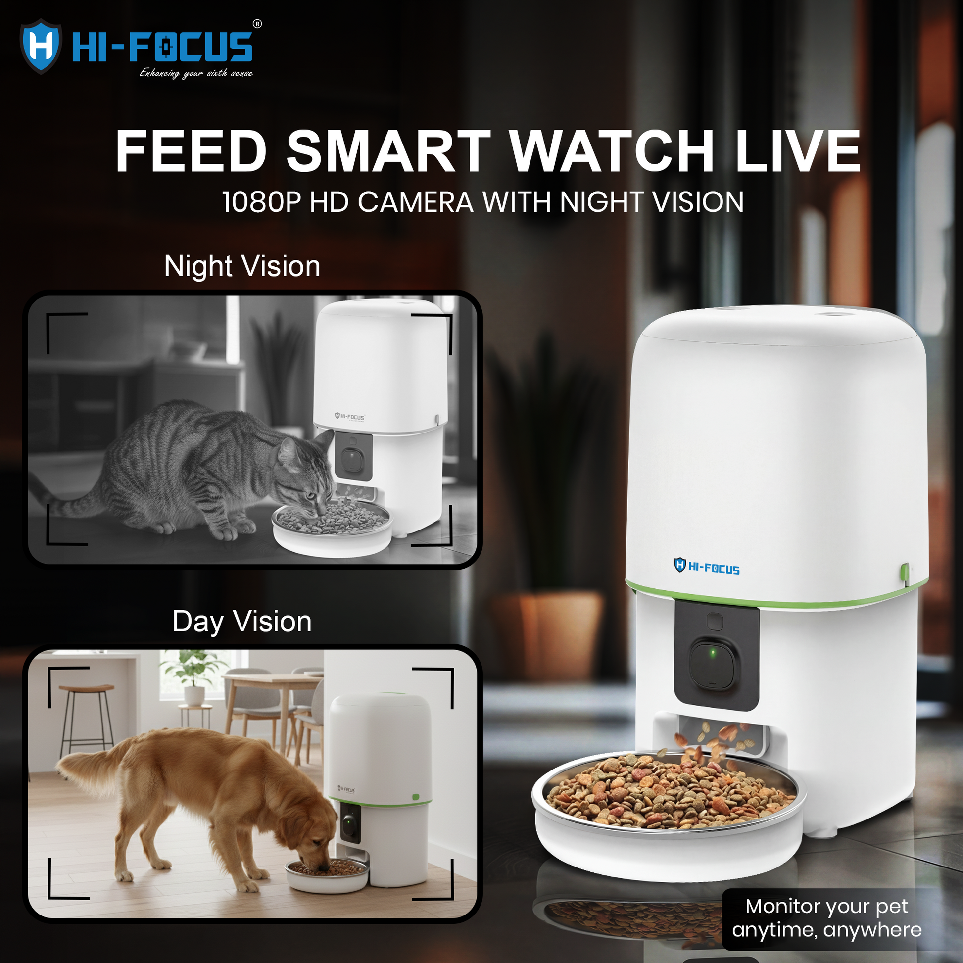 Automatic cat and dog feeder with remote app control