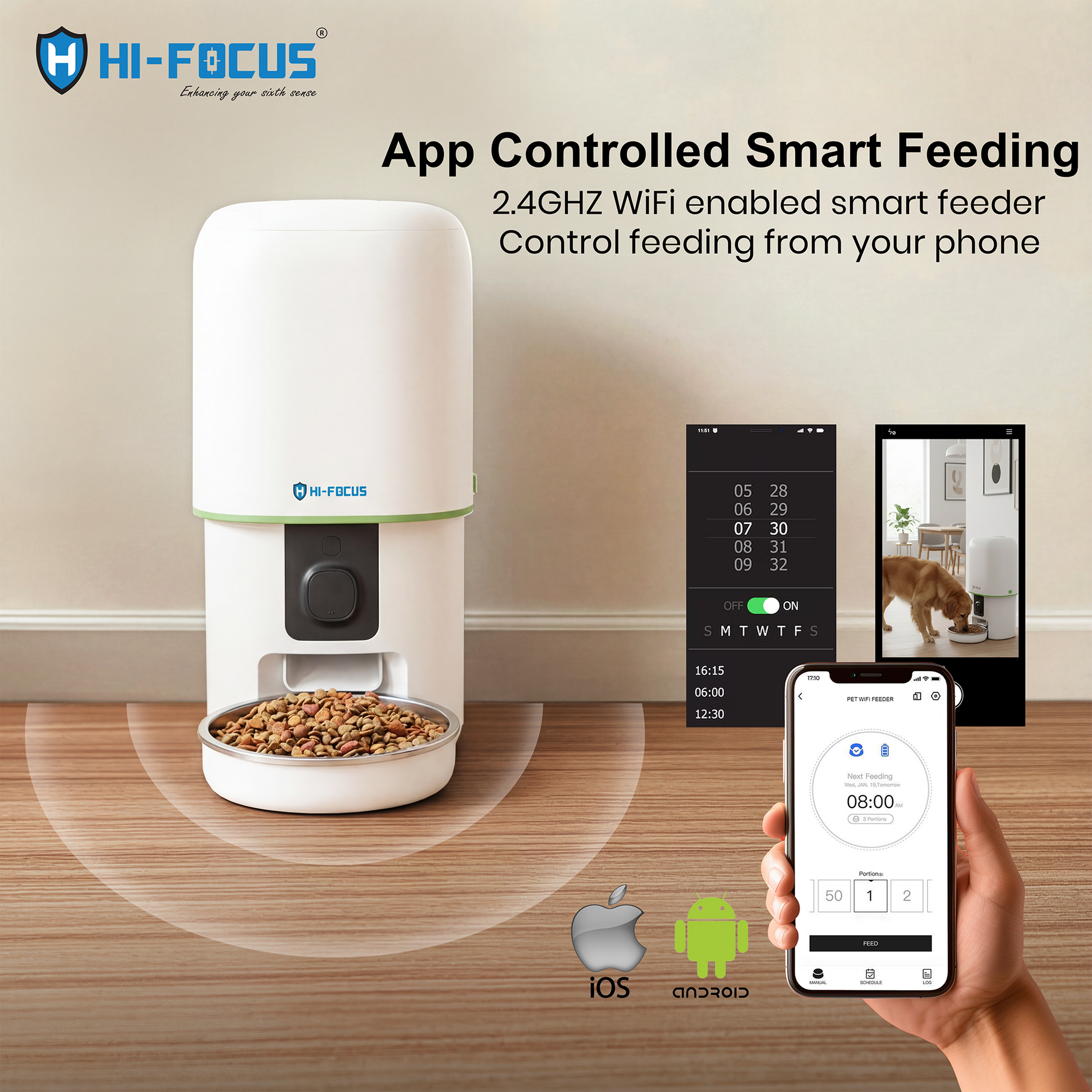 4L WiFi smart pet feeder with mobile app scheduling